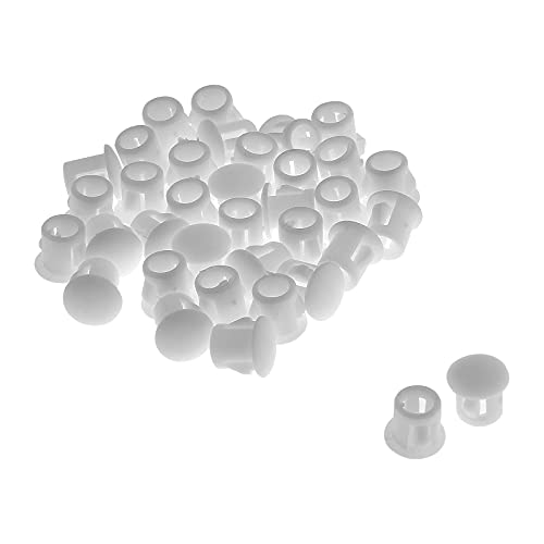 Image of 36Pcs 1 /4 Inch (6mm) White Hole Plug Plastic Hole Cover | Round End Cap, Flush Type Tube Insert, Pipe Post Panel Plug, for Chair Furniture Glide Protectors