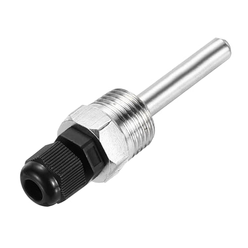 uxcell 8mm Dia G1/2 Thermowell Weldless Stainless Steel 201 with Cable Gland 50mm Length for Beer Fermenter, Black