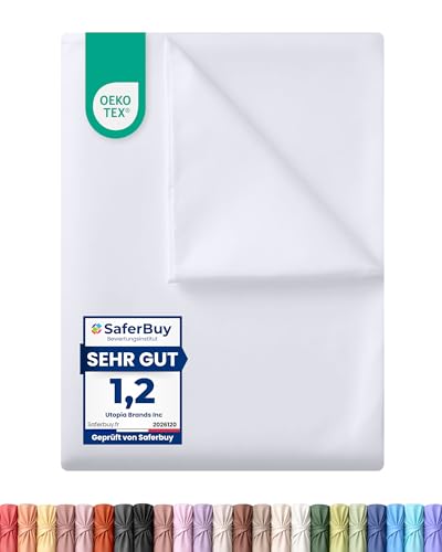 Utopia Bedding - Bettlaken ohne Gummizug 270x290cm - Oeko-TEX Zertifiziert - Weich Gebürstetes Polyester - Mikrofaser Flaches Laken – Weiß 1