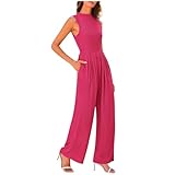 Mono Corto Mujer De Verano-Mono Elegante Mujer Evento-Mono De Verano para Mujer, Sin Mangas, Cuello Alto, Pantalones Anchos con Bolsillos Pantalones Cortos Blancos Mujer