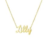 Yiyang Personalized Names Custom Name Necklace Pendant in 18K Gold Plated Custom Made with Lilly Name