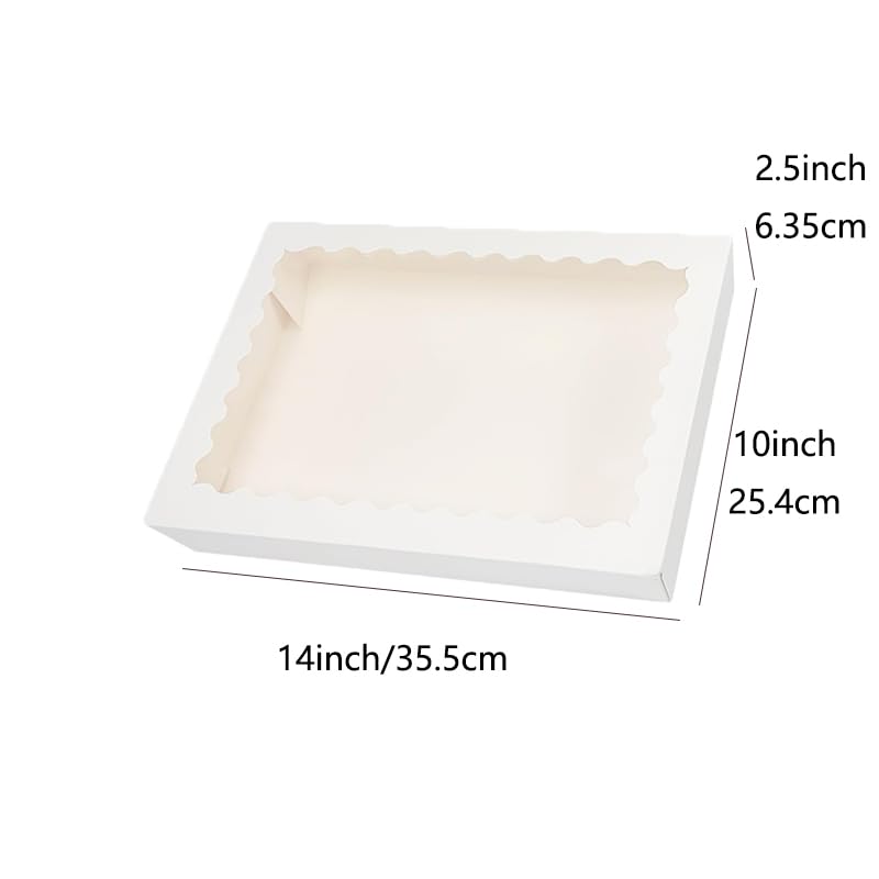 20 Pack Cake Boxes, 14 Inch Cake Box, 14x10x2.5 Square Bakery Boxes with Window: Large White Disposable Cake Boxes Ideal for Cake, Cookies, Pies, Cupcakes & Pastries Perfect for Weddings (white)