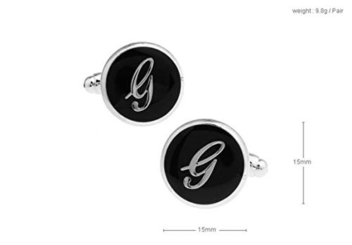 Mancuernillas clásicas KnBoB para hombre plata y negro miniatura 5