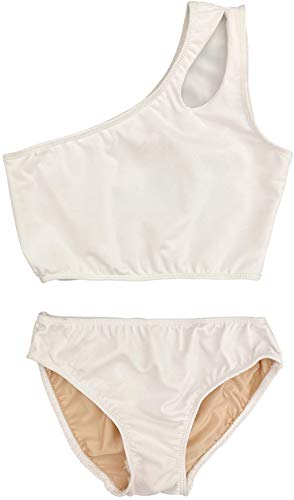 Image of Cheryl Creations Kids Girl's Black Cute & Comfortable Two Piece One Shoulder Bathing Suit Bikini | Swimsuit