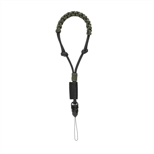 [conaretta] カメラハンドストラップ（コンパクトカメラ・スマホ用） - カメラストラップ スマホストラップ スマホハンドストラップ ハンドストラップ かわいい 手首 携帯ストラップ 調整可能 落下防止 ストラップ短め - (ブラック＆カーキグリーン)