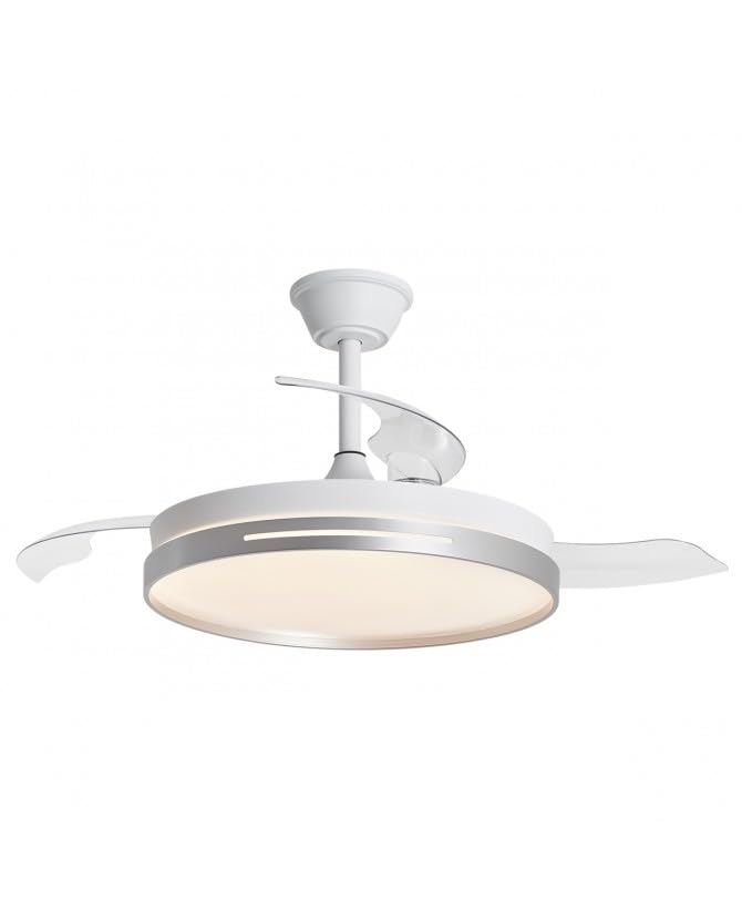 Casa Shop Ventilador de Techo con Luz de 98W y Aspas Retráctiles, 7668LM y Mando a Distancia, motor DC, 6 velocidades, Silencioso, 3 Aspas desplegables (Plata)