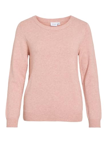 Vila Damen Strickpullover Rundhalsausschnitt O-Neck L/S Knit Top,Misty...