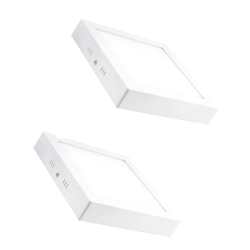 Neon Pop Made in London I Lumos (2 Pack) Pure White Dimmable Square LED Surface Mounted Panel Downlight Ceiling Light with Drivers Included (watts, 12)