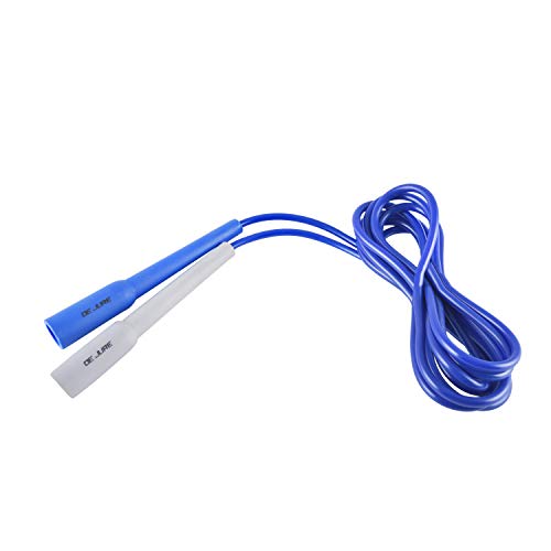 DE JURE FITNESS Adjustable Skipping Rope  Slim Handle, 275cm, Multiple Colors (Blue-Grey-Blue)
