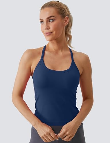 MathCat Workout Tank Tops for Women with Built in Bra, Sleeveless Gym Tops Seamless Racerback Athletic Yoga Shirts 2 Pack4