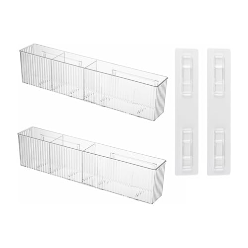JNJOOD Paquete de 2 Organizadores de Maquillaje para Baño, Organizadores de Baño Transparentes para Montaje en Pared con 3 Compartimentos, Estantes Flotantes