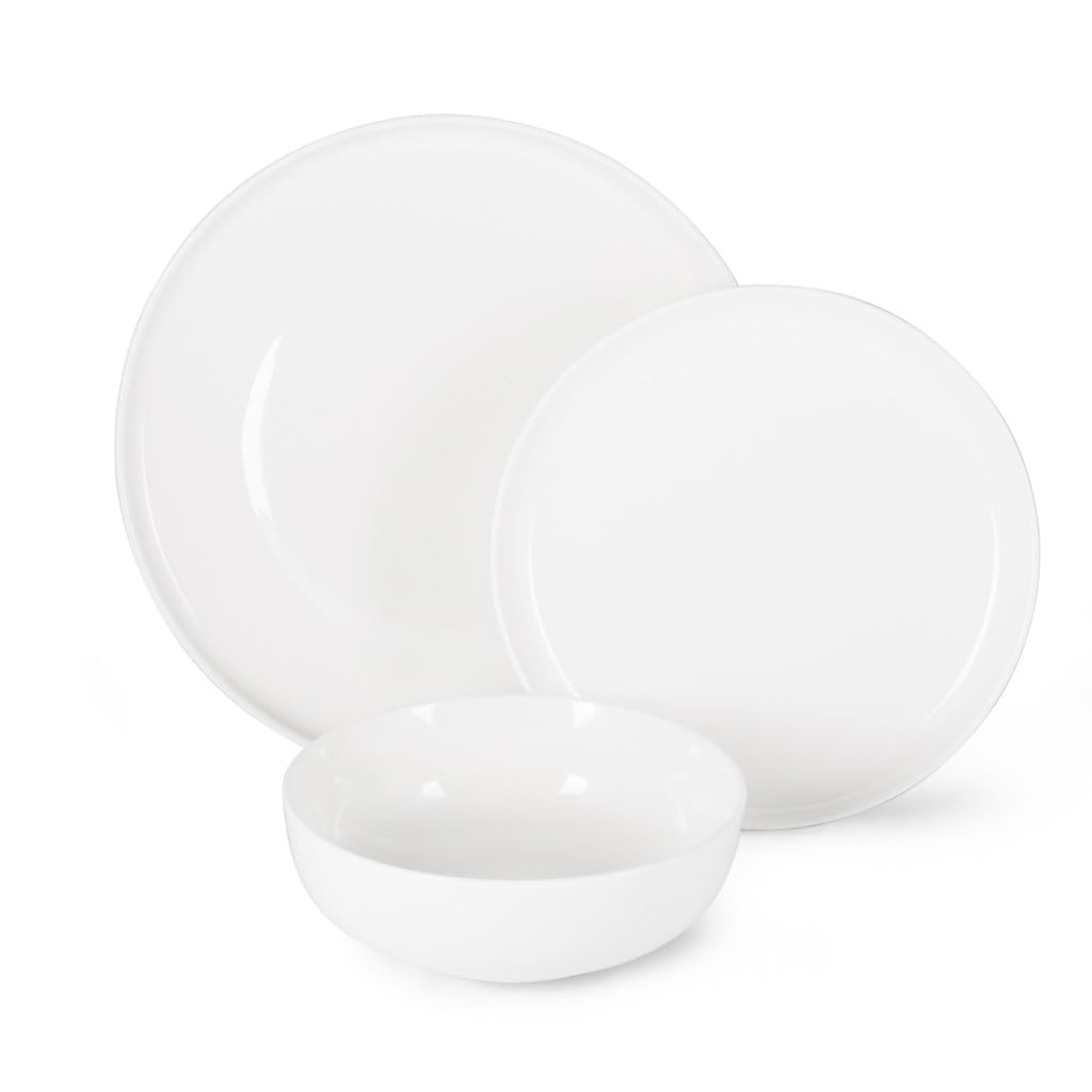 FISSMAN6-Piece Tableware Set Horeca Porcelain, 2 Dinner Plate, 2 Dessert Plate, And 2 Bowl, Milky White with Elegant Design, Simplicity and Minimalistic Style For you Kitchen, Resataurant And Hotel