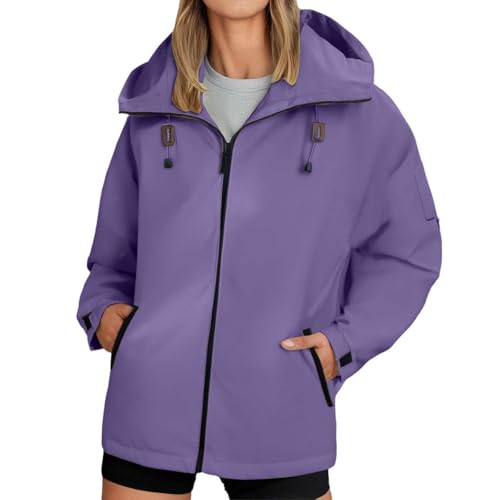 Générique Raincoat Doudoune Femme Impermeable Veste Jean Trench Coat Coupe Vent Ciré Imperméable Grande Taille Pluie Capuche Vêtement Anti Jeans Fourree...