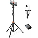 66" Phone Tripod, Tripod for iPhone with Remote & Ultimate Phone Mount, Extendable Cell Phone Tripod Stand for Video Recording, Professional Tripod & Monopod Accessories, Compatible for iPhone/Android