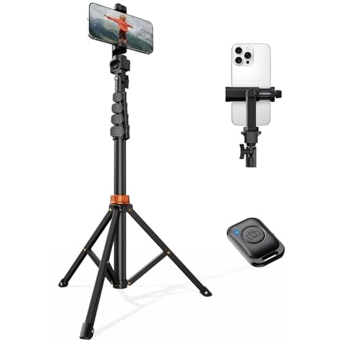 VIMOSE 66" Phone Tripod, Tripod for iPhone with Remote & Phone Stand