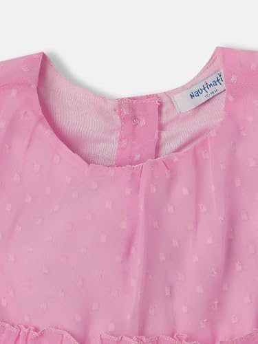 Image of Nautinati Baby Girls Flared Frock with Flutter Sleeves | Age 0-3 Years