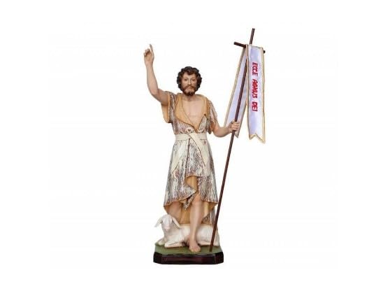 Generico ArteSacraCaravaggio Statua di San Giovanni Battista cm 31 (12,20 inches) in marmo resina decorata a mano di produzione artigianale italiana