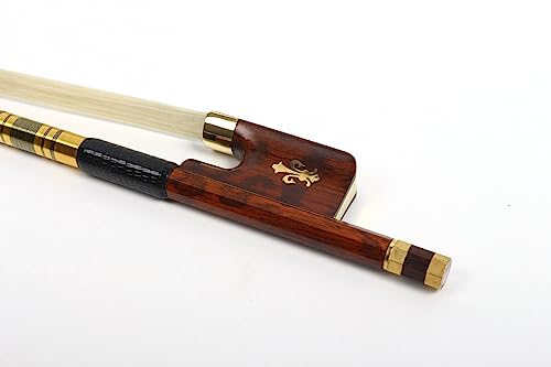 4/4 arco de violoncelo de madeira de cobra com sapo de ébano com decorações de metal de concha requi