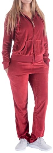 Image of LeeHanTon Womens Jogging Suits Sets Running Velour Outfit Zipper Warm Up 2 Pieces Hoodie and Pant Tracksuit