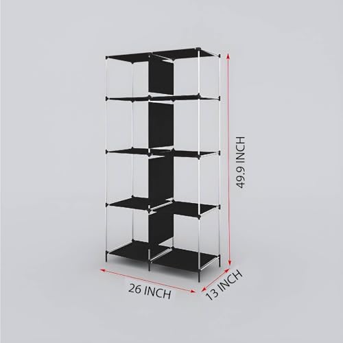 Image of GTC 4+4 Layer Collapsible Wardrobe for Clothes with Side Pocket 7700-2 (76CM x 38CM x 145CM, Blue) Storage Unit