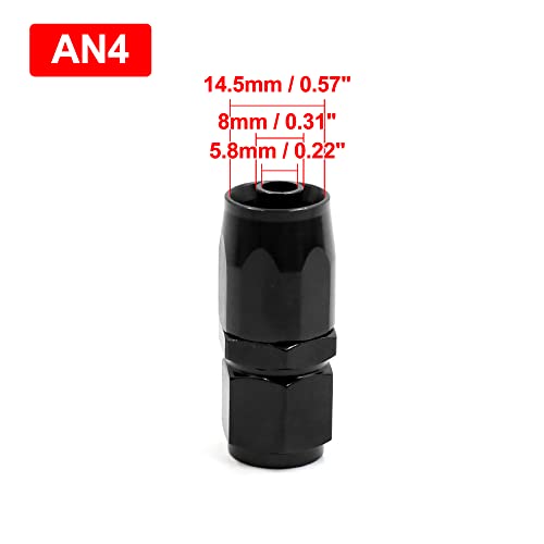 X Autohaux 4Pcs Black Aluminum Alloy 6An Straight Swivel Car Fuel Oil Hose End Fitting #TOP1