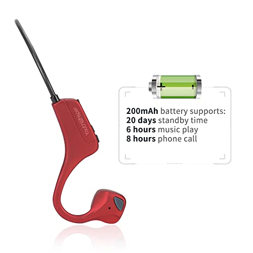 Image of Bone Conduction Headphones Bluetooth, YouthWhisper Open Ear Wireless Earphones, Sports Headphones with Mic Waterproof for Running Cycling Hiking Walking and Workout (Red)