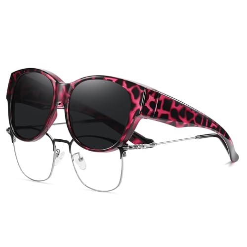Image of HAOLOTA Fit Over Glasses Sunglasses for Women Polarized | Over Glasses Sun Glasses, UV400 Polarized Lens, Trendy Cat Eye Sunglasses, Lightweight and Flexible, Driving, Daily Use
