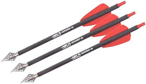 Crossbow Archery 7.5" inch R9 Crossbow Bolts Carbon Arrows 2" Red Vanes with 100grain Broadhead for Hunting Shooting Targeting 3PCS in Pack