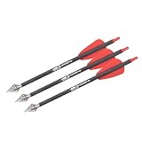 Crossbow Archery 7.5" inch R9 Crossbow Bolts Carbon Arrows 2" Red Vanes with 100grain Broadhead for