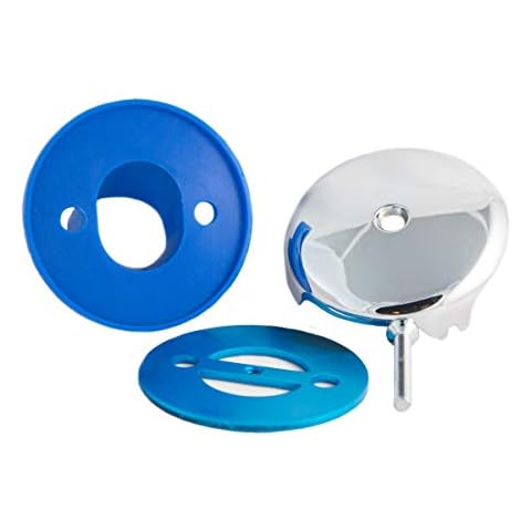 BlueVue 3-5/8"" Overflow Gasket Kit with Overflow Cover for Stopping Tub Leaks, Chrome Cover