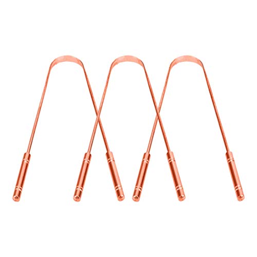 Image of Copper Premium Design Tongue Cleaner Pack of 3, Durable Copper Material, Ergonomic Handle for Daily Oral Hygiene