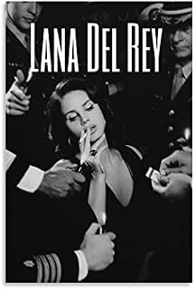 HUANGHUA Lana Del Rey Poster Balck And White Poster Canvas Painting Wall Art Picture Home Decor Print For Bedroom Living Room Dorm Study Bar Office 16x24inch(40x60cm), Unframe-style