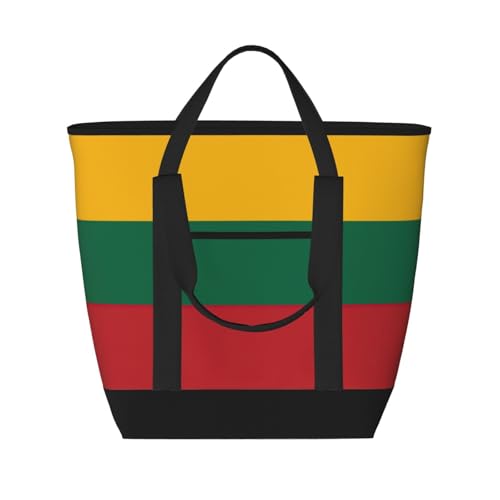 Sac isotherme grande capacité avec motif drapeau de la Lituanie et doublure thermique noire