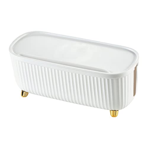 Caja organizadora para cables DOITOOL para escritorio, tipo caja para ocultar cables con tapa, color blanco, tamaño 36.5x16.5x16 cm