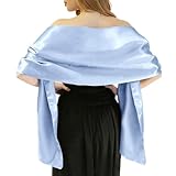 MLMW Light Blue Shawl Wraps for Spring Evening Dresses Women Satin Formal Shawl Wraps Dressy Extra Long for Wedding Party Bridal Shower Baby Shower Birthday