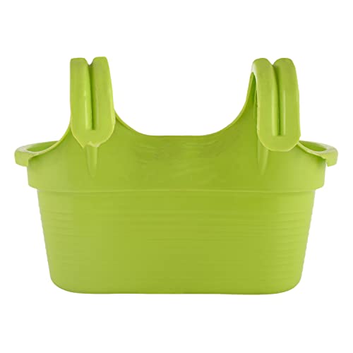 Kuber Industries Hanging Flower Pot|Double Hook Plant Container|Durable Plastic Glossy Finish Pots for Home|Balcony|Garden|12 Inch|Pack of 5 (Green)