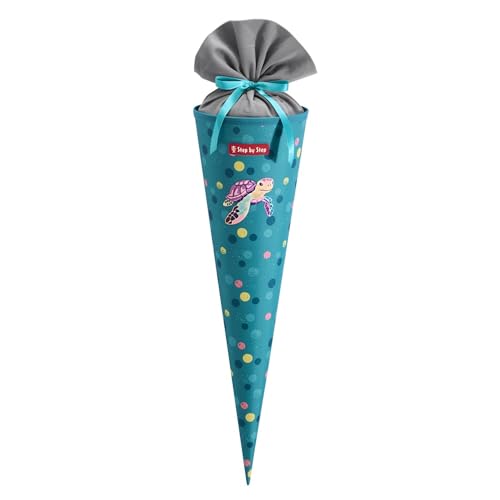 Step by Step Schultüte Turtle Josie türkis passend zum Schulranzen aus recycelten PET-Flaschen Verschluss aus Stoff 5 l Füllvolumen 70 cm Höhe