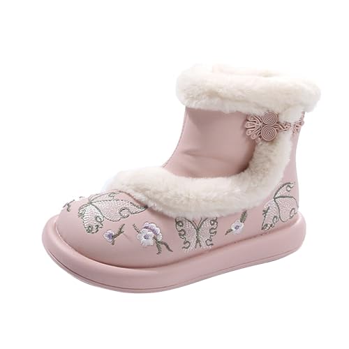 Cute Boots for Girls Size 3‐4 Big Kids Winter Boots Girls Boots Chinese Embroidered Outdoor Warm Anti Slip Snow Boots