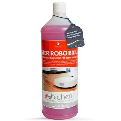 Mister Robo Brillo Detergente Per Robot Lavapavimenti 1 Litro Non Schiumogeno Concentrato, Per Pavimenti In Gres Ceramica Parquet Laminati Pvc Spc, Sicuro Per Sensori E Serbatoi, (Lavanda)