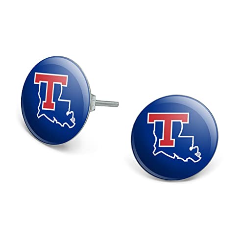 Louisiana Tech University Bulldogs Logo Novelty Silver Plated Stud Earrings