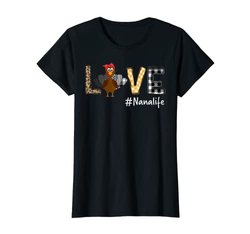 Mujer Tu Love Turquía Leopard Plaid Disfraz de Acción de Gracias Nana Camiseta