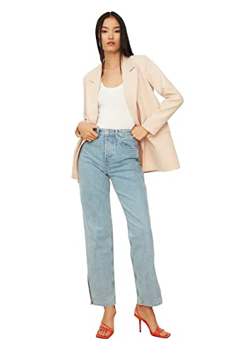 Veste en jean croisée Trendyol à col tailleur et coupe droite pour femme