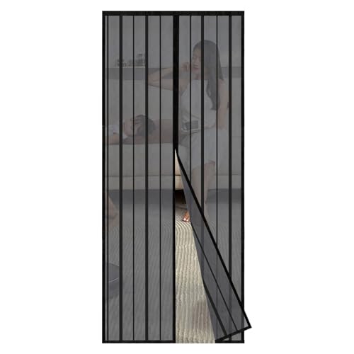 Sekey Magnet Fliegengitter Balkontür ohne Bohren, Türvorhang Fliegenschutz Schiebetür, Insektenschutz Vorhang Tür durch leichte Montage 140x240cm, Schwarz