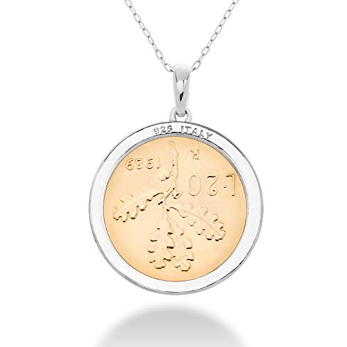 Miabella 925 Sterling Silver Italian Genuine 20-Lira Medallion Coin Chain Pendant Necklace for Women 18 Inch Made in Italy4