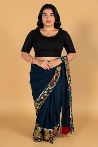 Image of Abhi Cotton Readymade Saree Blouse for Women- Half Sleeves, U-Neck, Regular-fit, Stretchable, Pull-on Style