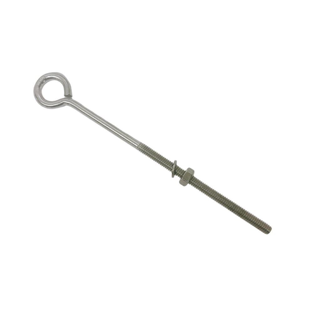 Marine Stainless Steel T316 Turned Eye Bolt Washer WLL 50 Lbs 1/4