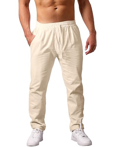 Voqeen Herren Hose Lang Leicht Sommerhose Casual Freizeithosen Loose Fit...
