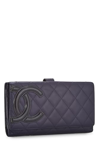 Pre-Loved Purple Quilted Calfskin Cambon Wallet, Purple2