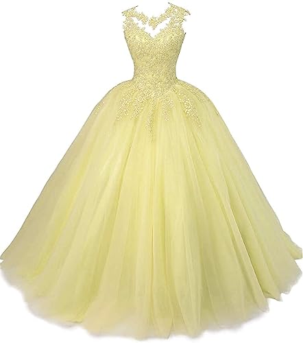Robe de soirée de Quinceanera en tulle jaune 44 aux finitions soignées