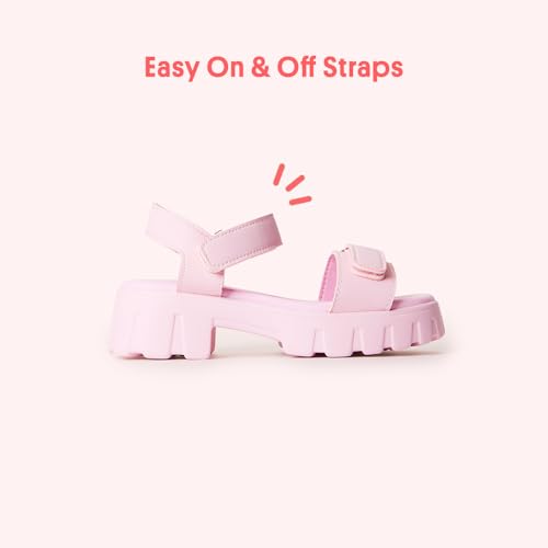 Image of FabKids Girl's Flat Sandals Comfort Adjustable Double Strap Slip on Leather Footbed Sandals for Toddler Little Kid Big Kid